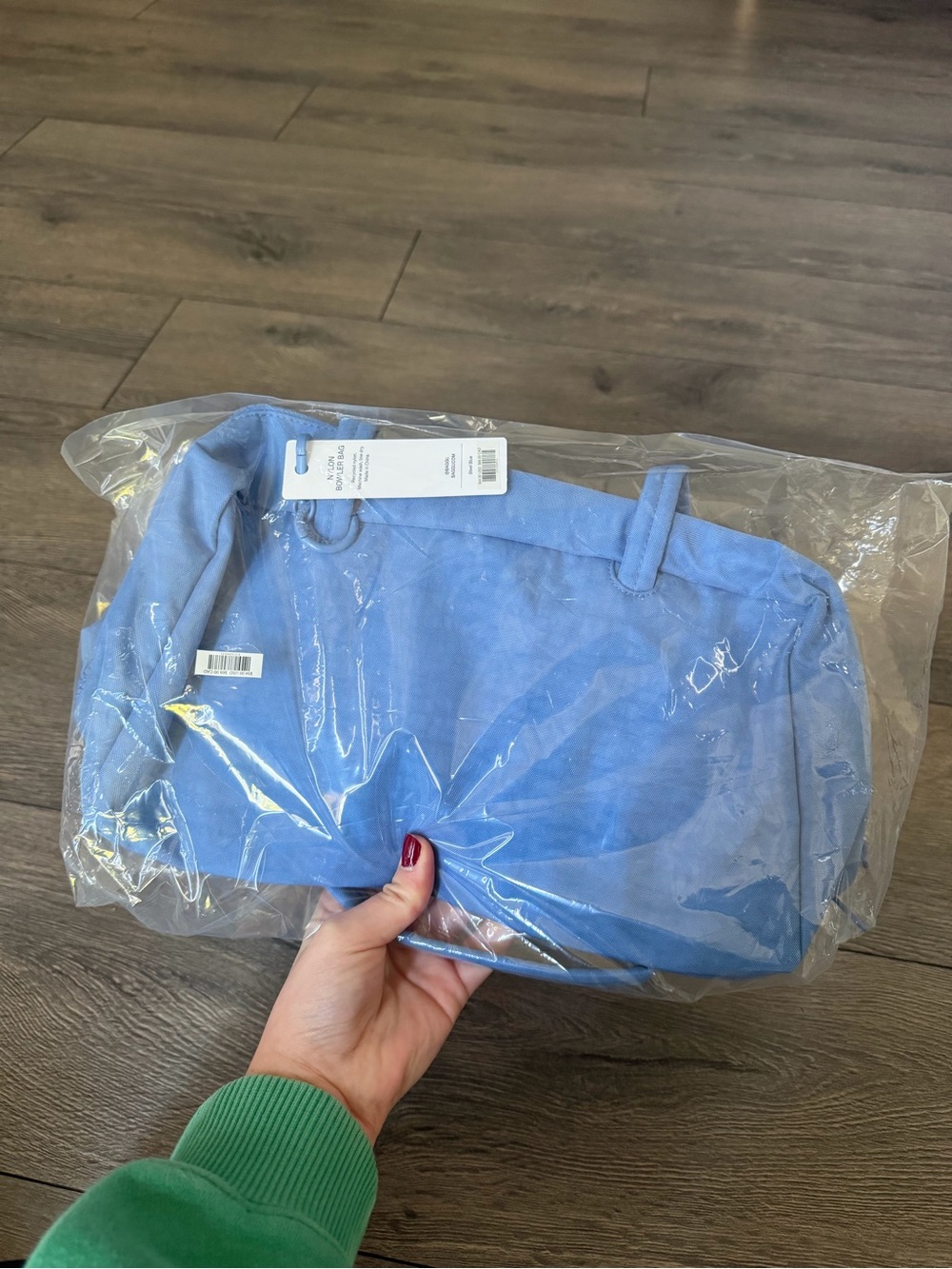 baggu steel blue bowler bag - nwt